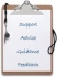 clipboard showing words support, guidance and help